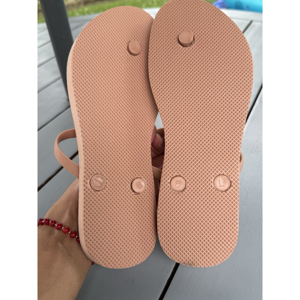 Old Navy Women Beige Pink T-Strap Sandals Partially Plant Based Size 8 - Picture 8 of 9